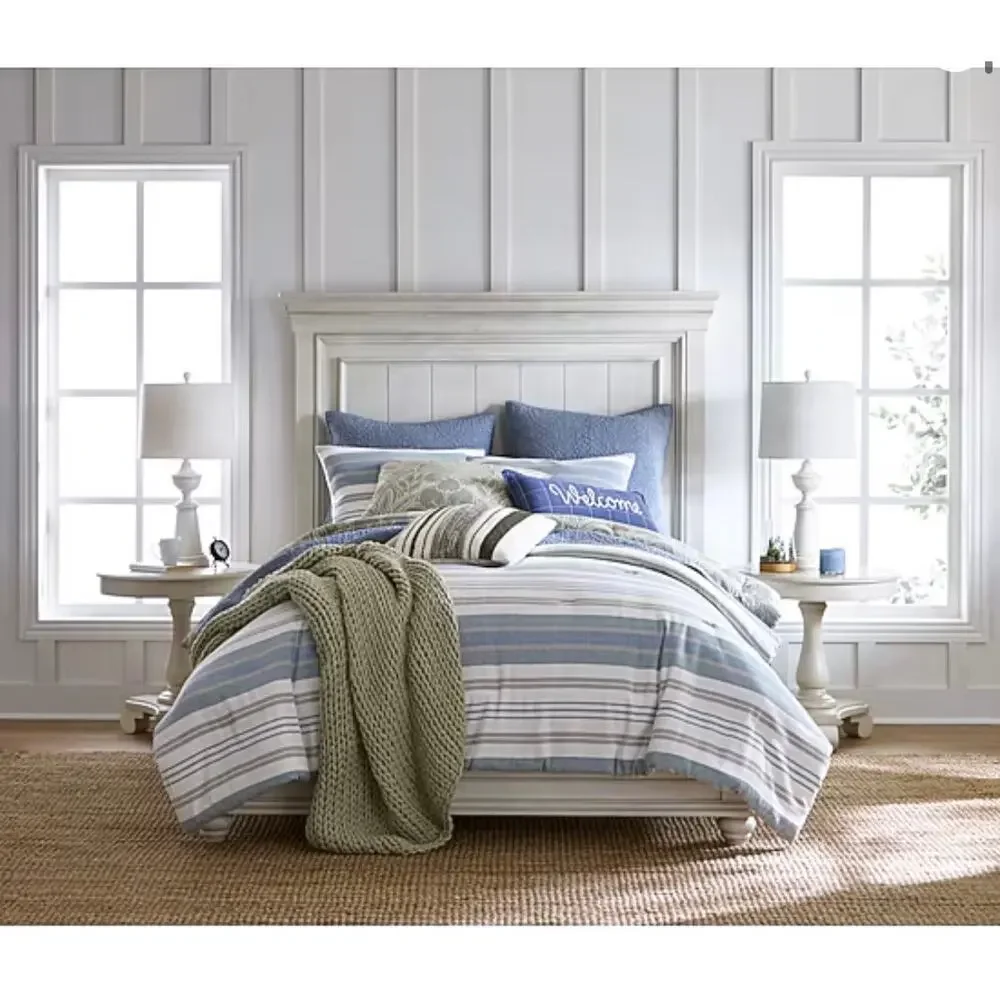 NEW! Linden Street Parker Stripe 3PC Comforter Set Abyss Green King/Cal King